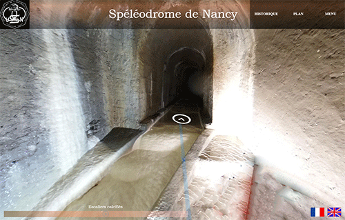Capture d'écran de la visite virtuelle du Spéléodrome de Nancy