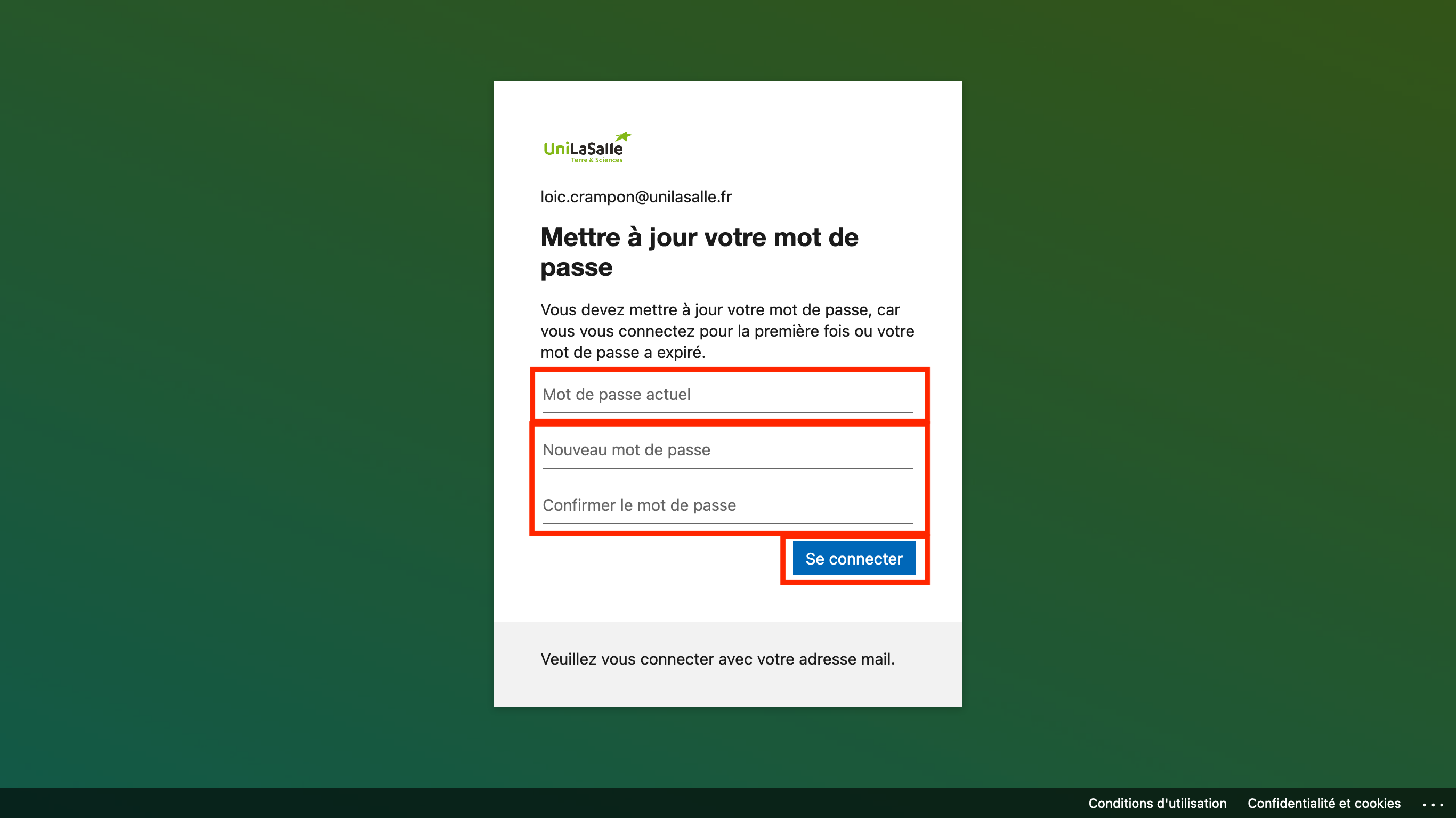 nouveau mdp
